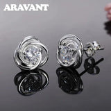 925 Silver Zircon Earrings Women's Jewelry