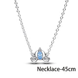 925 Sterling Silver Pumpkin Car Necklace with Zircon for Women