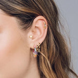 Colorful Crystal Stud Earrings with Long Chain Pendant