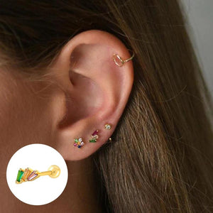 925 Silver Zircon Ball Stud Earrings Women Jewelry