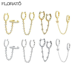 925 Sterling Silver Crystal Hoop Earrings Minimalist Jewelry