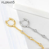 925 Sterling Silver Crystal Hoop Earrings Minimalist Jewelry