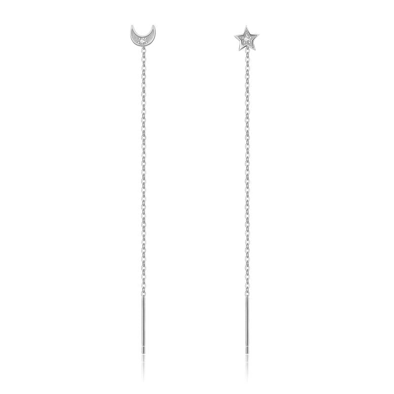 925 Silver Moon Star Charm Earring Wedding Jewelry