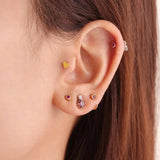 925 Silver Minimalist Crystal Stud Earrings for Women