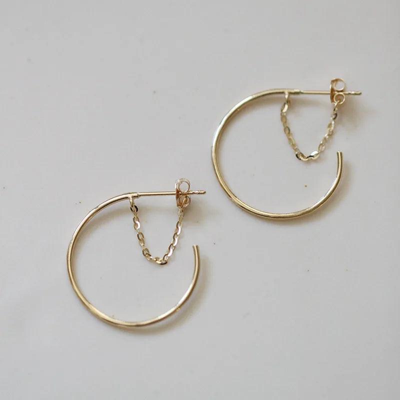 925 Silver European Round Earrings Hip Hop Plating 14k Jewelry Accessories