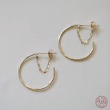 925 Silver European Round Earrings Hip Hop Plating 14k Jewelry Accessories
