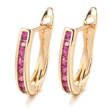 Rose Zircon Climber Earrings Heart & Arrow CZ Stone Piercing RU Jewelry