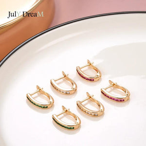 Rose Zircon Climber Earrings Heart & Arrow CZ Stone Piercing RU Jewelry