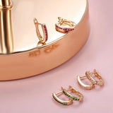 Rose Zircon Climber Earrings Heart & Arrow CZ Stone Piercing RU Jewelry