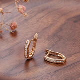 Rose Zircon Climber Earrings Heart & Arrow CZ Stone Piercing RU Jewelry