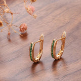 Rose Zircon Climber Earrings Heart & Arrow CZ Stone Piercing RU Jewelry