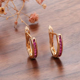 Rose Zircon Climber Earrings Heart & Arrow CZ Stone Piercing RU Jewelry
