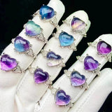 Fluorite Heart Ring & Ear Studs Set