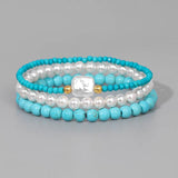 Simulated Pearl Women Bracelet Classic Round Natural Stone Quartz Gem Bracelet
