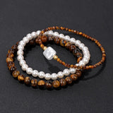Simulated Pearl Women Bracelet Classic Round Natural Stone Quartz Gem Bracelet