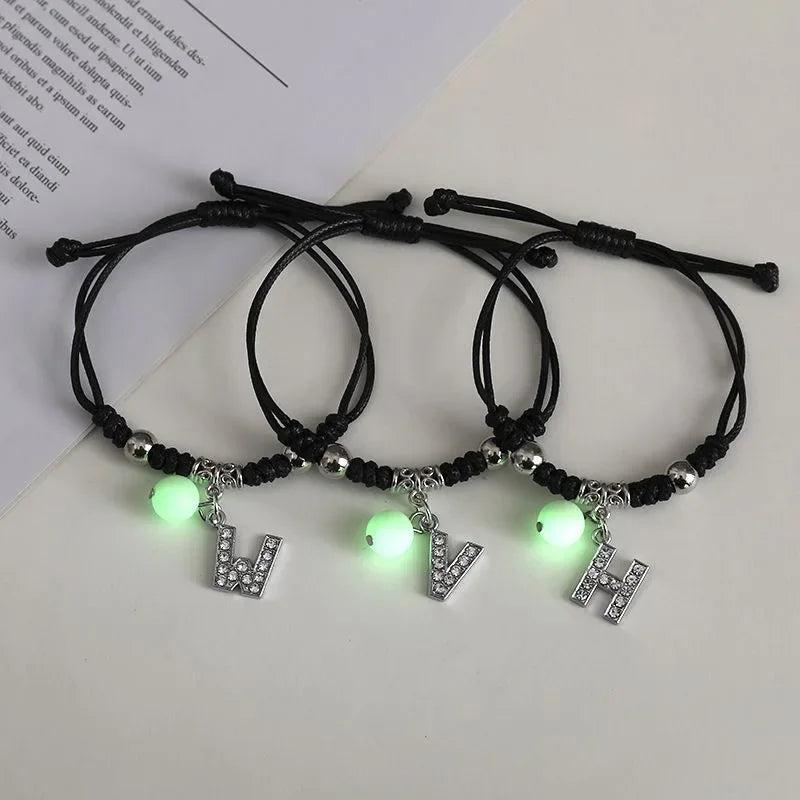 Luminous Initial Letters Bracelet Glow in the Dark Rope Chain Bracelet