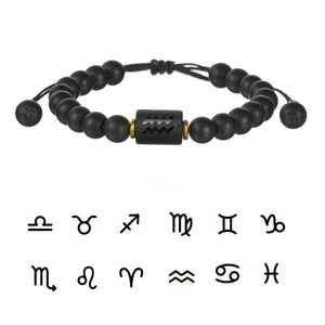 Zodiac Bracelets Agate Beads Wristbands Couple Jewelry