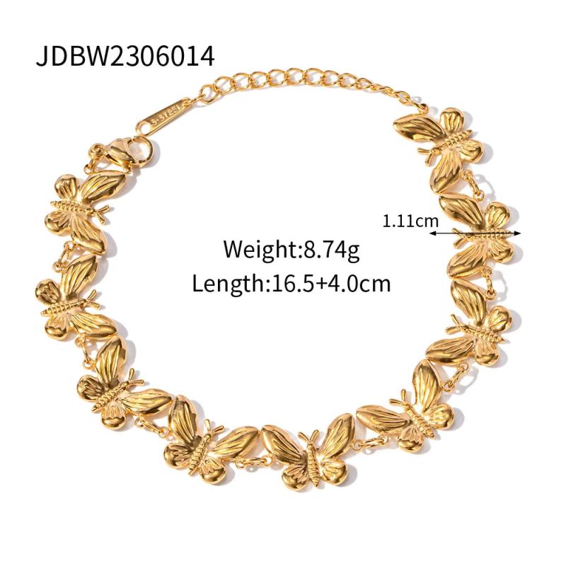 18K Plated Water Resistant Minority Butterfly Pattern Bracelet