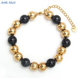 Waterproof Smooth Round Beads Bracelet Adjustable