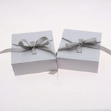 DoreenBeads Gray Ribbon Bowknot Gift Present Jewelry Box