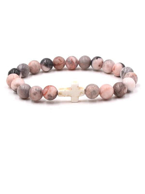 Cross Stone Beaded Bracelet for Women Punk Jewel