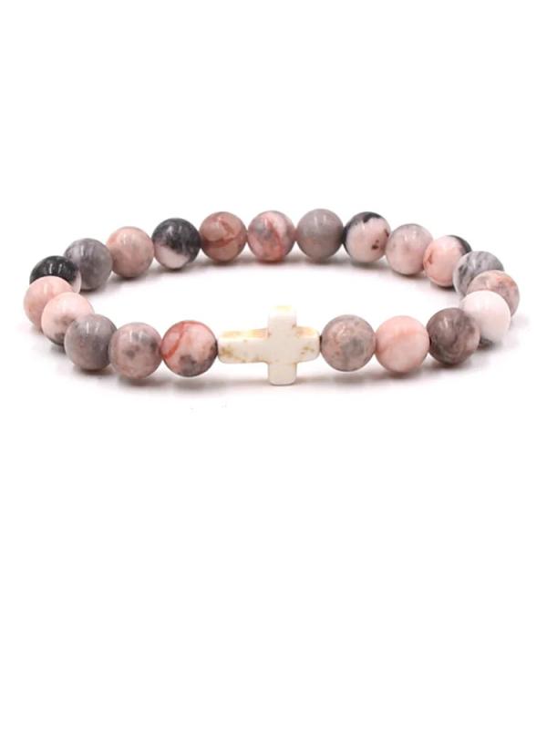 Cross Stone Beaded Bracelet for Women Punk Jewel