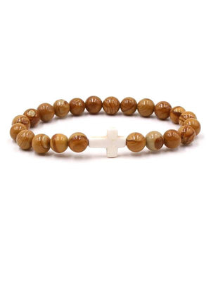 Cross Stone Beaded Bracelet for Women Punk Jewel