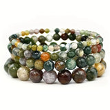 Indian Agate Natural Stone Bracelet Healing Reiki Yoga Meditation Jewelry Gift