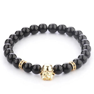 Darth Vade Head Agate Beaded Bracelet for Men