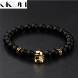 Darth Vade Head Agate Beaded Bracelet for Men