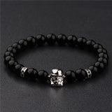 Darth Vade Head Agate Beaded Bracelet for Men