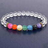 7 Chakra Agates Crystal Stone Bead Bracelet for Healing Anxiety
