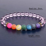 7 Chakra Agates Crystal Stone Bead Bracelet for Healing Anxiety