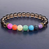 7 Chakra Agates Crystal Stone Bead Bracelet for Healing Anxiety