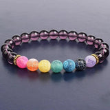 7 Chakra Agates Crystal Stone Bead Bracelet for Healing Anxiety