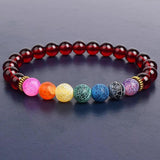 7 Chakra Agates Crystal Stone Bead Bracelet for Healing Anxiety
