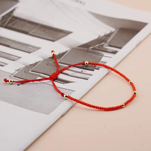 Boho Red Seed Bead String Friendship Thin Bracelet Lucky Gift