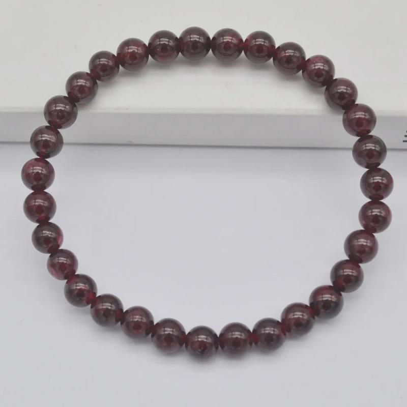 Red Garnet Stone Bracelet Bangle Stretch Jewelry for Women