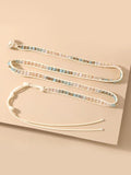 Beige Natural Stone Cut Water Leather Woven Bracelet