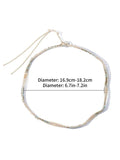 Beige Natural Stone Cut Water Leather Woven Bracelet