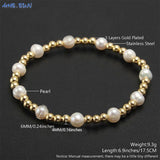 Pearl Plated Stainless Steel Beaded Bracelet Girls Elastic Bracelet