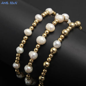 Pearl Plated Stainless Steel Beaded Bracelet Girls Elastic Bracelet