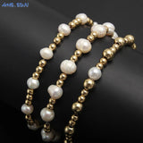 Pearl Plated Stainless Steel Beaded Bracelet Girls Elastic Bracelet