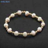 Pearl Plated Stainless Steel Beaded Bracelet Girls Elastic Bracelet