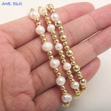 Pearl Plated Stainless Steel Beaded Bracelet Girls Elastic Bracelet