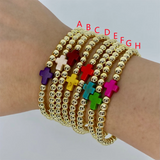 Vlen Multicolor Cross Bracelet for Women Stretchy Pulseras Jewelry