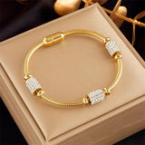 316L Stainless Steel Zirconia Beaded Bracelet for Women Girls