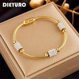316L Stainless Steel Zirconia Beaded Bracelet for Women Girls