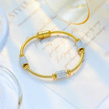 316L Stainless Steel Zirconia Beaded Bracelet for Women Girls