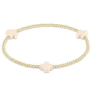 Vlen Cross Charm Bracelet Women 18K Plated Beads Stretchy Jewelry